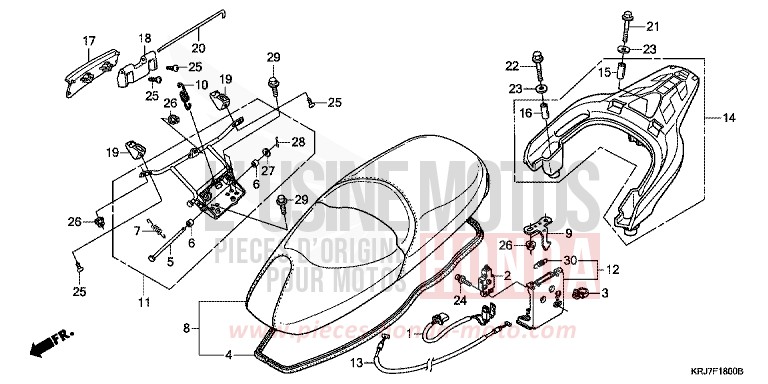 SEAT/REAR CARRIER for S-Wing ABS PEARL NIGHTSTAR BLACK (NHA84) from 2011